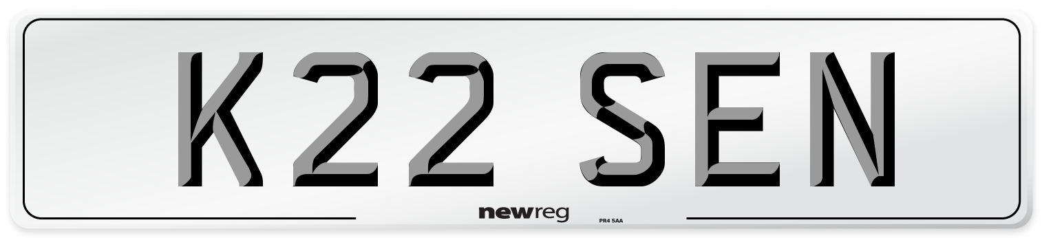 K22 SEN Number Plate from New Reg